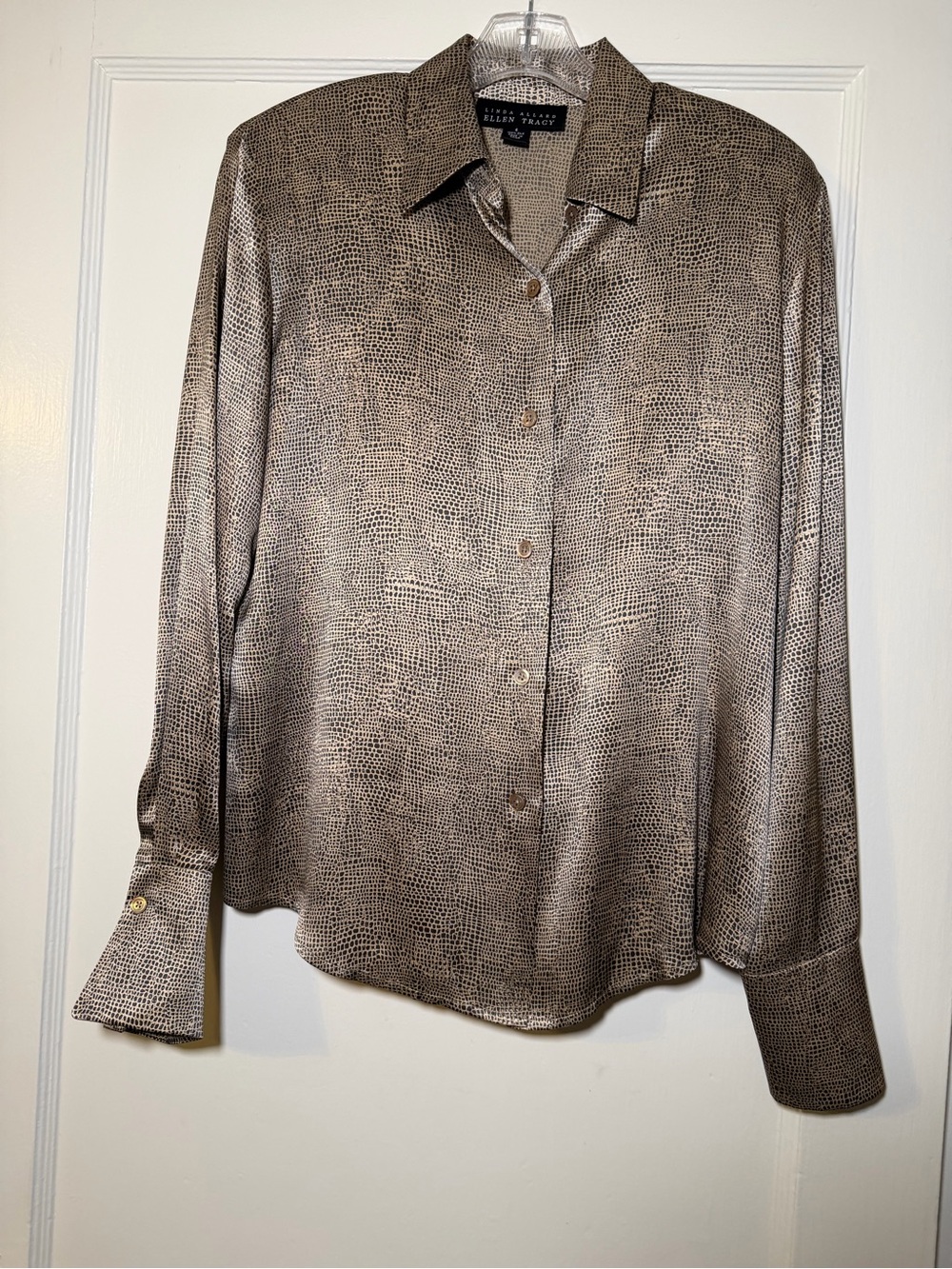 Ellen Tracy Men's Brown Patterned Button-Down Shirt